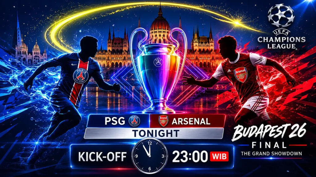Bukayo Saka dan pemain PSG jelang final Liga Champions Arsenal vs PSG 2026