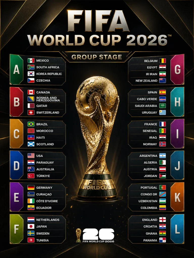 Grup Piala Dunia 2026 dengan tim unggulan seperti Argentina, Brasil, Prancis, dan Inggris