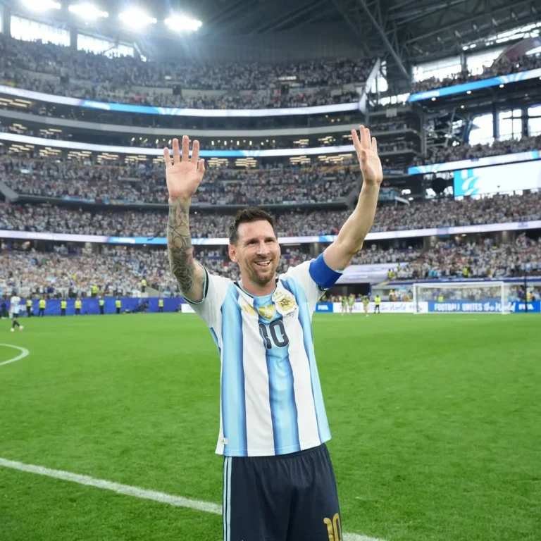 Lionel Messi merayakan gol untuk Argentina di Piala Dunia 2026
