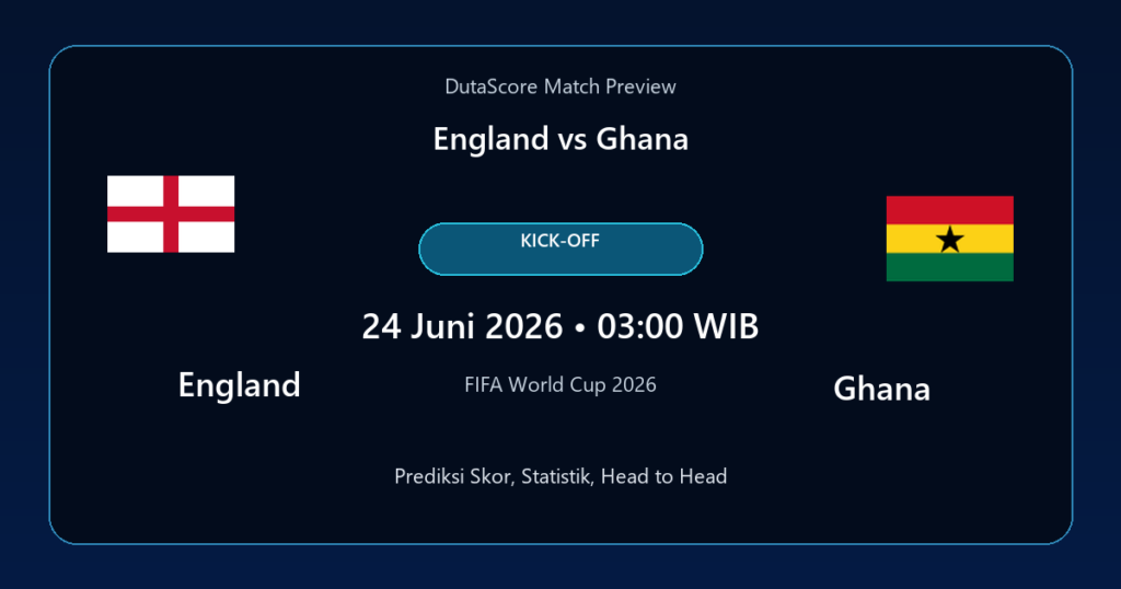 Prediksi England vs Ghana
